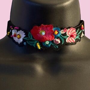 You and I Wild Flower embroidered choker necklace